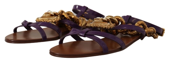 Dolce & Gabbana Dames Paarse Lederen Devotie Sandalen - Image 3