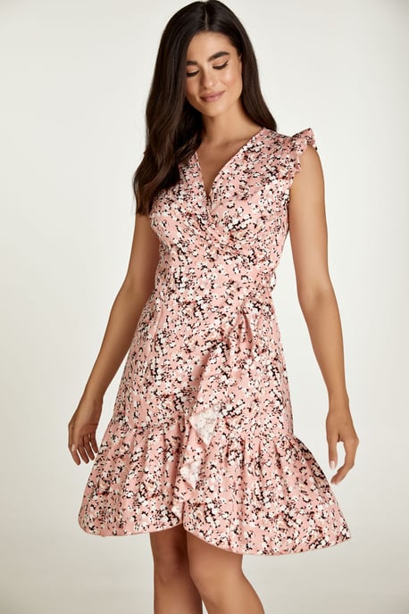 Pink Floral Wrap Dress