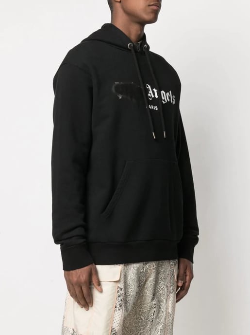 Palm Angels Paris gespoten logo zwarte hoodie - Image 5