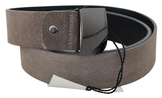 Costume National Women's Brown Leather Square Logo Buckle Belt