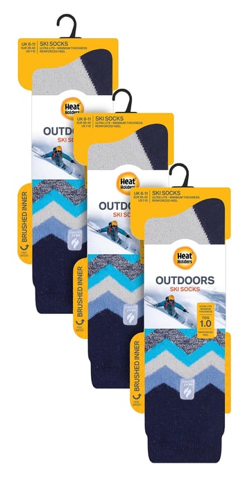 Heat Holders - 3 paar Ultra Lite skisokken voor heren - Gray Zig Zag - Image 2