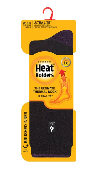 Heat Holders Dames Ultra Lite thermo geklede sokken - Zwart / Paars (Oia) - Image 2