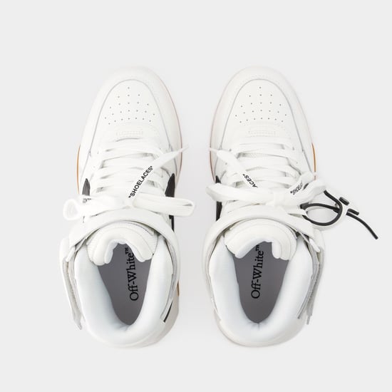 Out Of Office Mid Top Sneakers - Off White - Leather - White/Black