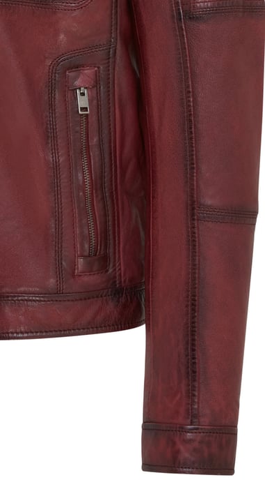 Mens Red Classic Leather Biker Jacket - Bettles