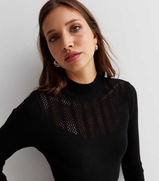 Ribgebreide Hoge Hals Bodycon Midi Jurk - Image 2