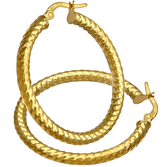 9ct Yellow Gold Diamond Cut 25mm Hoop Earrings