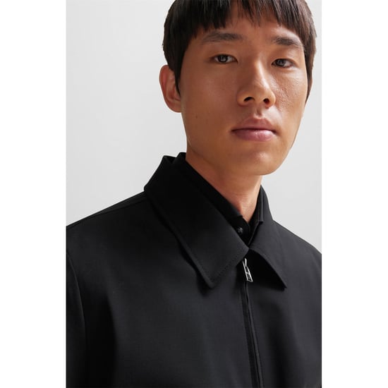 Men's Boss P-Hanry Checked Zip-Up Shirt Jacket in Black