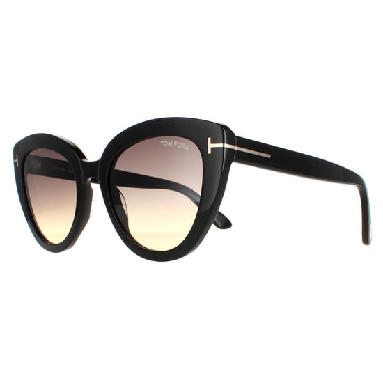 Tom Ford Cat Eye Womens Shiny Black Smoke Gradient Izzi FT0845