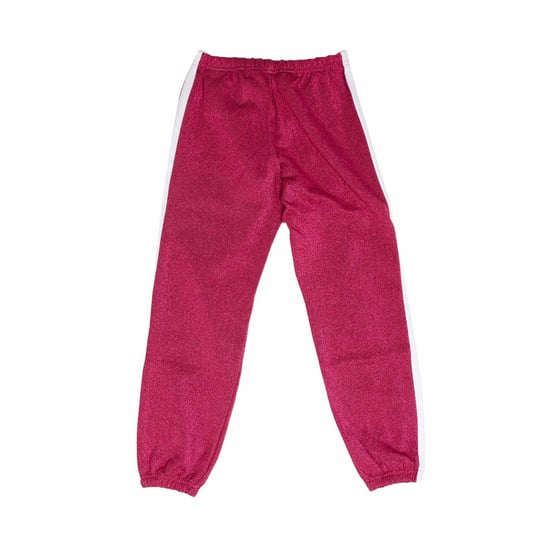 Girl's Palm Angels Juniors Logo Lurex Track Pants in Pink white