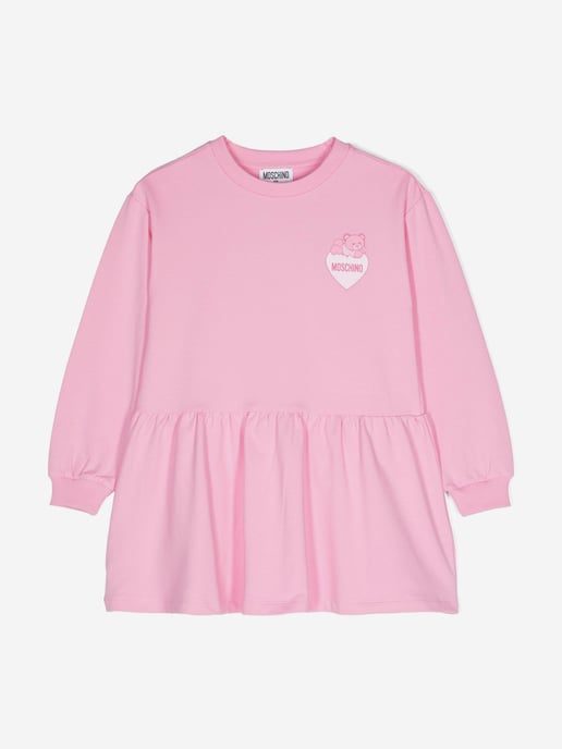 Moschino Girls Teddy Bear Logo Sweater Dress in Pink