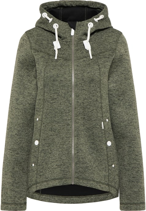 ICEBOUND Yuka serie Gebreide fleece jas Dames olijf melange - Image 1