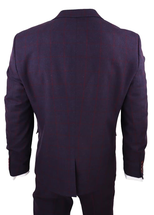 Heren 3-delige Tweed Pak Pruim Paars Ruit Peaky Blinders Klassiek 1920 Gatsby - Image 6