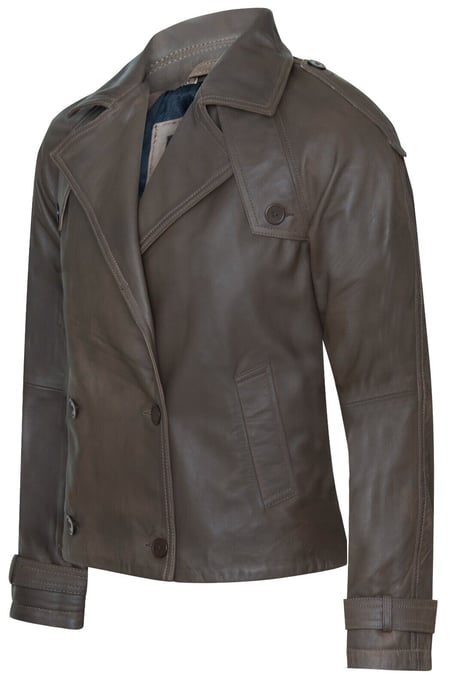Dames cropped oversized leren trenchcoat - Canberra - Image 3