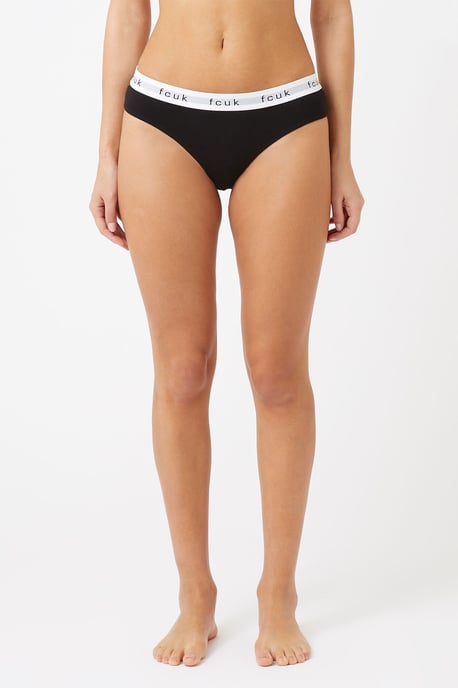 Black 7 Pack Cotton Fcuk Ladies Thongs