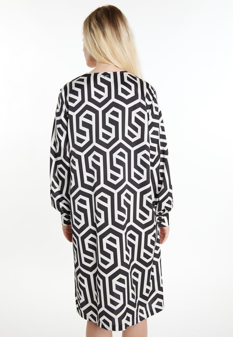 Dreimaster midi-jurk Dames zwart en wit - Image 4