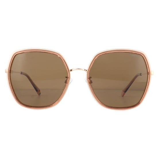 Polaroid Square Womens Pink Bronze Polarized Sunglasses