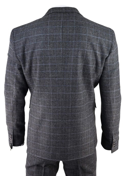 Heren Grijs Ruit 3-delige Tweed Pak Peaky Blinders 1920s Gatsby Aangepast Fit - Image 6