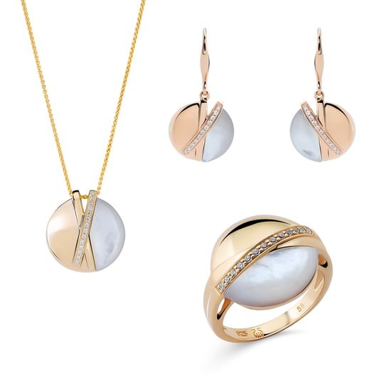 Orphelia 'Moragene' Dames 925 Sterling Zilveren Set: Halsketting + Oorbellen + Ring - Goud SET-7506/G - Image 1