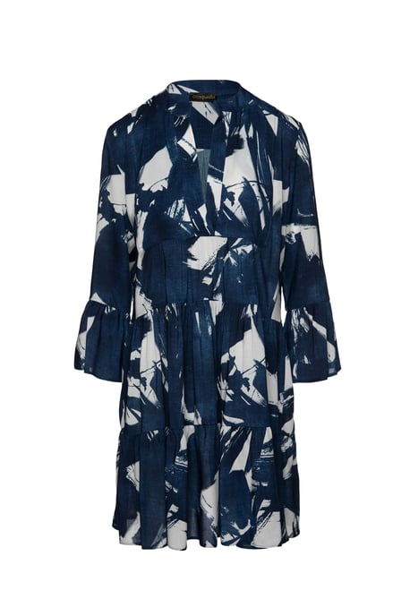 Navy and White A Line Dress with Bell Sleeves