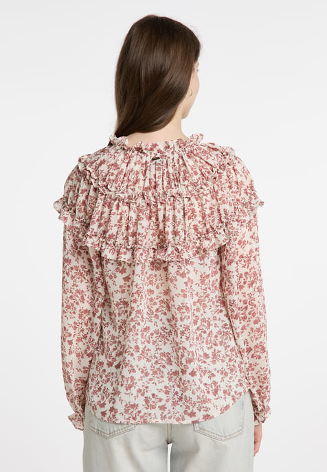 Dreimaster Blouse met ruches bridgeport Dames Witte roest - Image 4