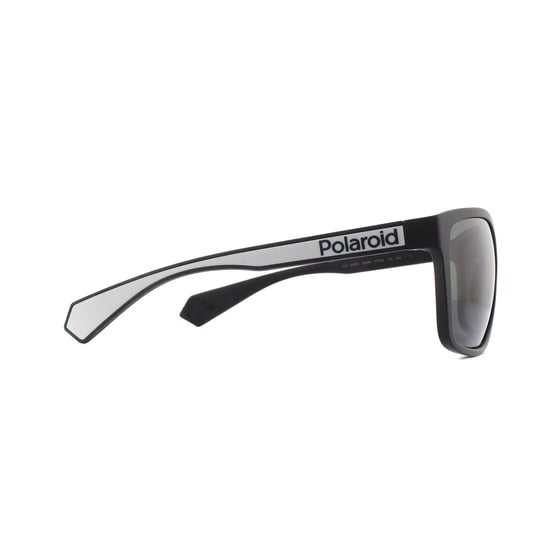 Polaroid Rectangle Mens Matte Black Grey Polarized Sunglasses