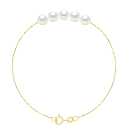 Bracelet- 5 Real Cultured Freshwater Pearls Round 6-7 mm