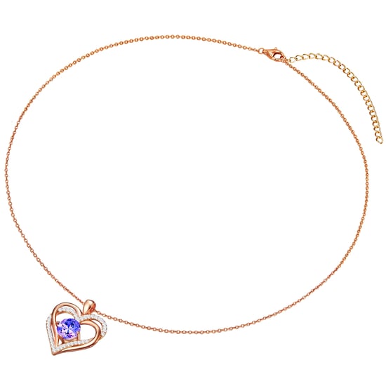 Necklace with pendant sterling silver rose gold embellished with swarovski crystals® violet zirconia Rafaela Donata - Image 3