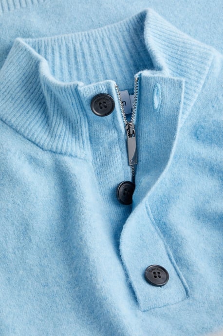 Calvin Klein Lycra Blend Button Half Zip Tropic Blue