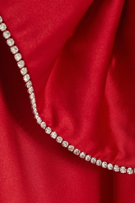 Red Satin Bow Midaxi Dress