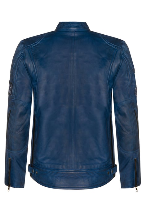 Leather racing biker motorcycle jacket with zipper