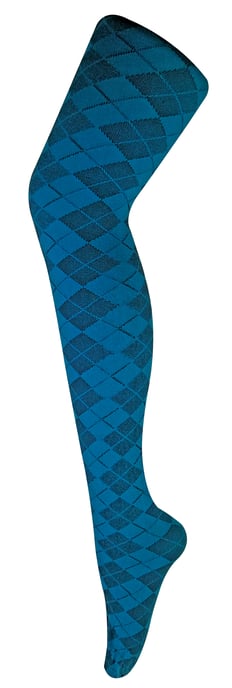 Sock Snob Dames80 denier ondoorzichtig patroon panty's - Argyle Teal - Image 1