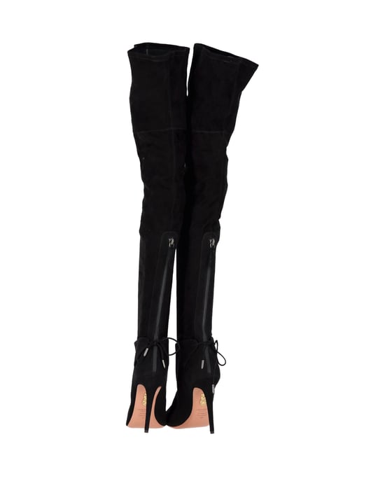 Aquazzura Giselle Over-The-Knee Laarzen in Zwart Suède - Image 6