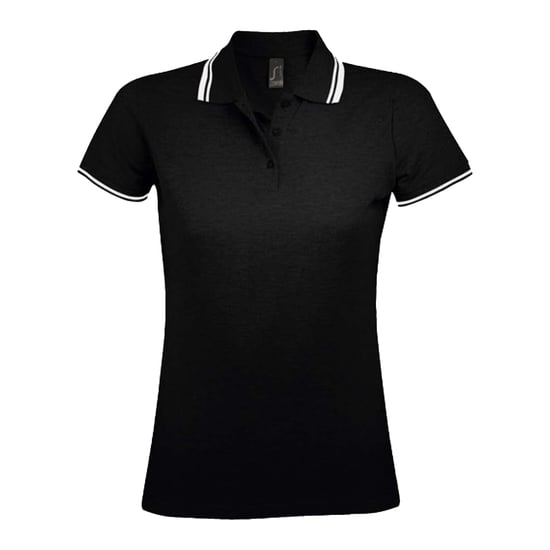 SOLS Dames/Dames Pasadena Poloshirt (Zwart/Wit) - Image 1