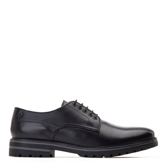 Base London Mens Halsey Waxy Black Derby Shoe