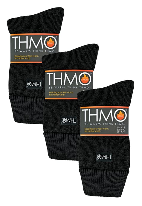 3 paar multiverpakking dames fleece pantoffelsokken | THMO | Ademende Crew Indoor Thermische Sokken met Grip - Zwart - Image 2