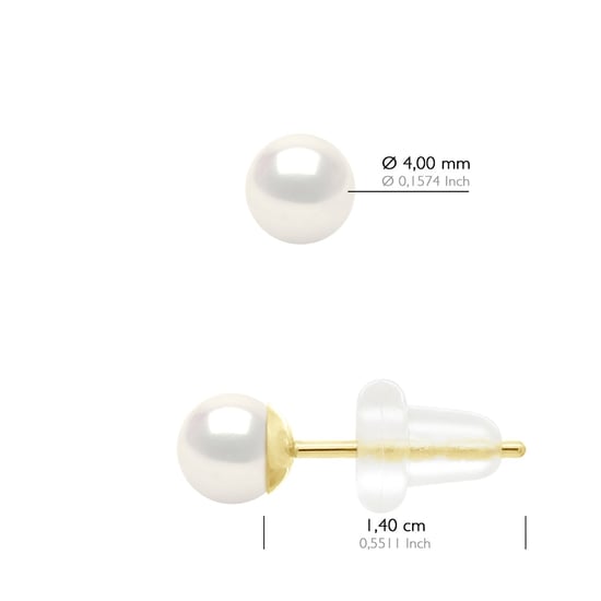 Oorbellen Geelgoud 750 - Echte Cultive Zoetwaterparels Rond 4-5 mm - Image 2