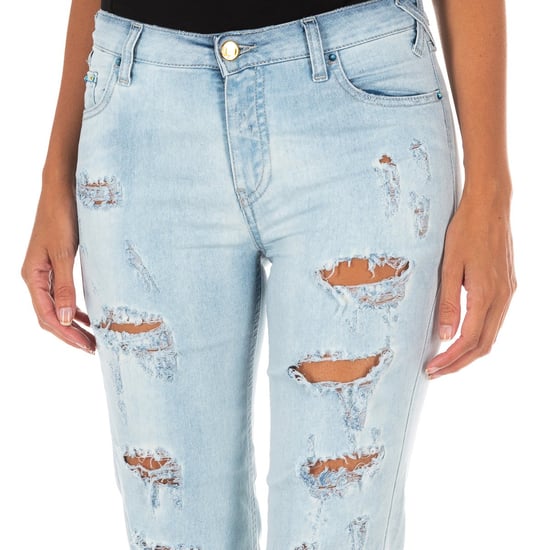 Long denim pants with straight hem cut 10DB50255 woman
