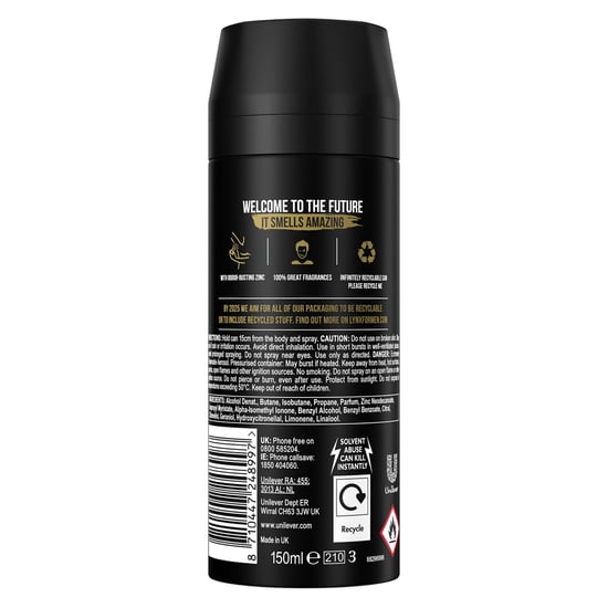 Lynx Body Spray Gold 48-H High Definition Fragrance Deo For Men, 3x150ml