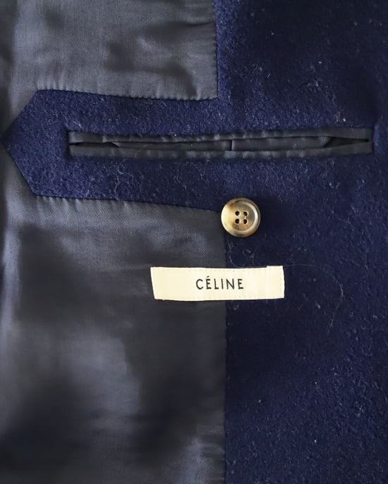 Celine Open-Front Jas in Blauwe Wol - Image 4