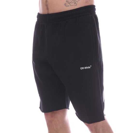 Heren Off White Diagonal Helvetica Sweat Shorts in zwart-wit - Image 1