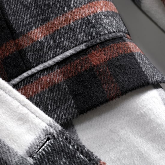 Heren lange slim fit geruite winter dikke jas met sjaalkraag rood - Image 5