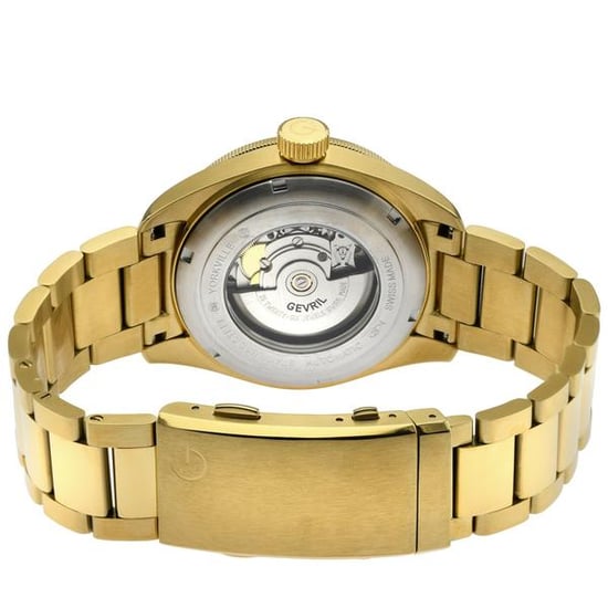 Gevril Heren Yorkville Zwitsers automatisch Sellita SW200 blauwe wijzerplaat IP geel gouden horloge - Image 3