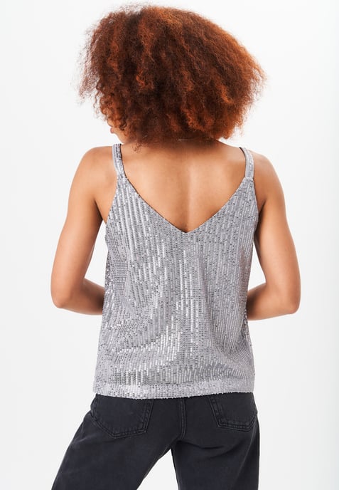 Cami-top met pailletten en V-hals - Image 4