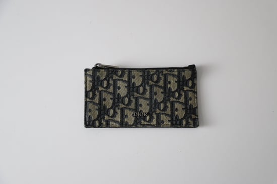 Dior Gezipte Kaarthouder in Beige en Zwart Jacquard - Image 6