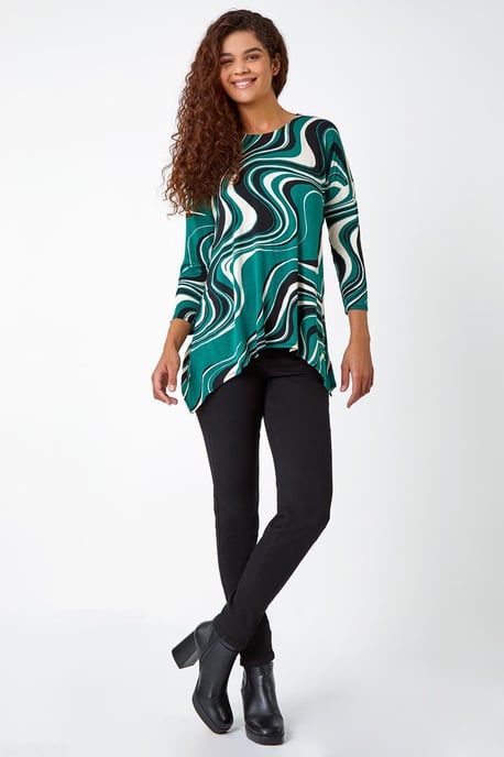 Swirl Print Tie Back Stretch Top