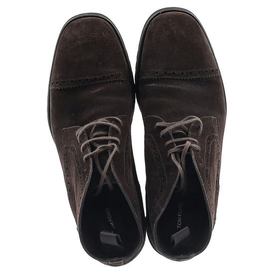 Tom Ford Laser Cut Lacer-Up Chukka Boots in Brown Suede - Image 4