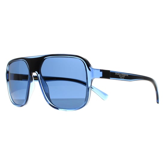 Dolce & Gabbana Square Mens Transparent Blue and Black Dark Blue DG6134 Sunglasses