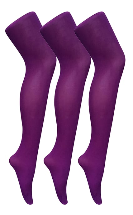 3 paar dames gekleurde ondoorzichtige 80 denier panty's - Keizerlijk Paars - Image 1
