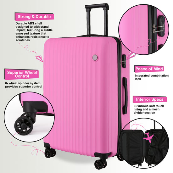 Hard Shell ABS Pink Suitcase 8 Wheel Travel Case Holiday Bags