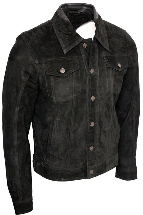 Trucker jeans jacket from goat suede
